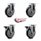 Service Caster 5'' Black Poly Wheel Swivel Top Plate Caster Set with 2 Posi Brakes, 4PK SCC-20S514-PPUB-BLK-2-PLB-2 - alternate 4